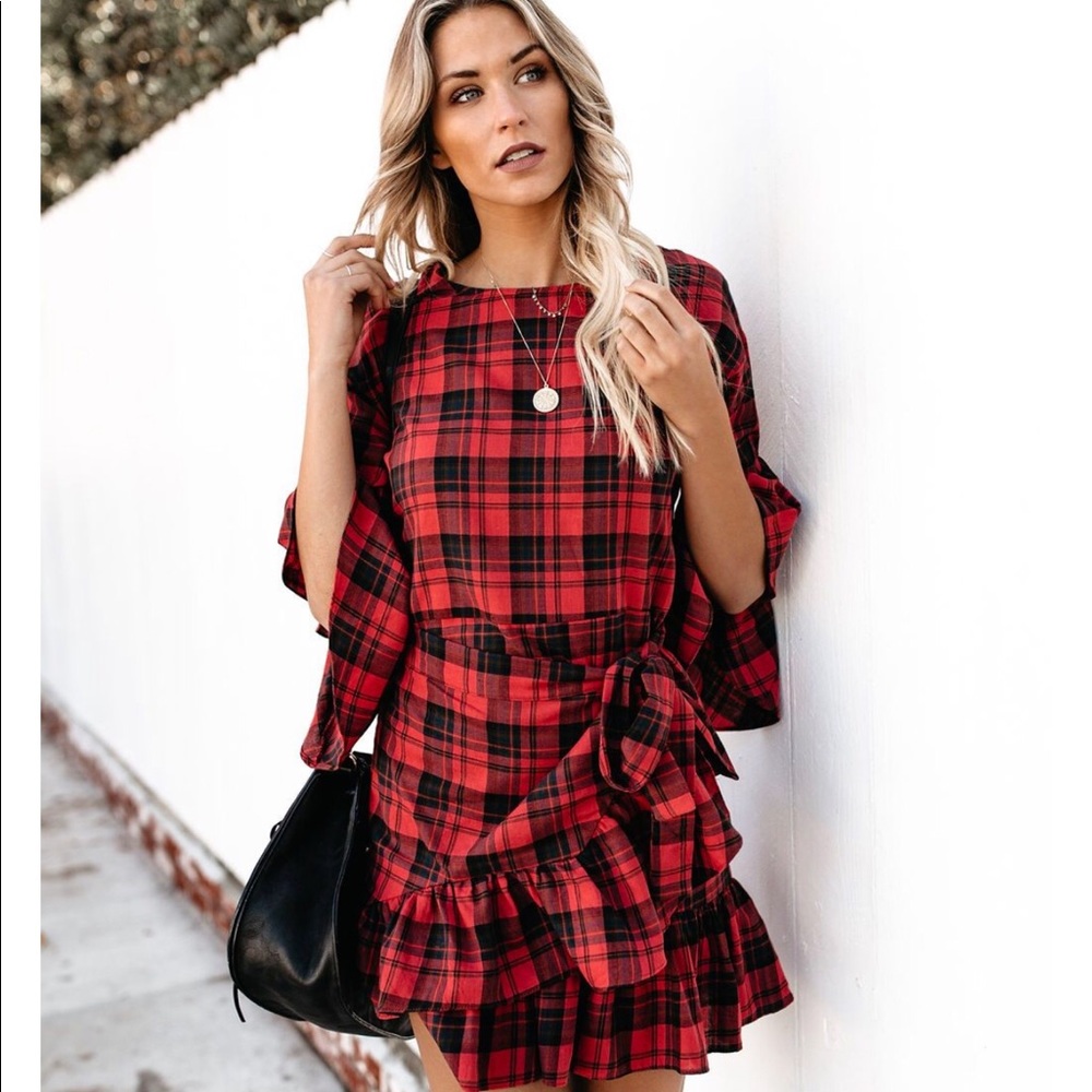 Plaid wrap dress